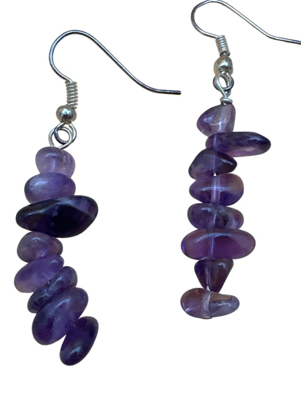 Natural Purple Amethyst Chip Earrings Feb Birthstone Drop Boho Chic